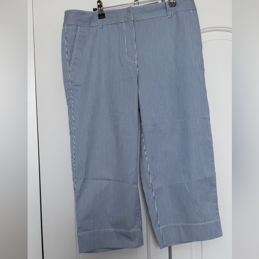Talbots Crop wide leg pants , pinstripes, blue/white size 12P